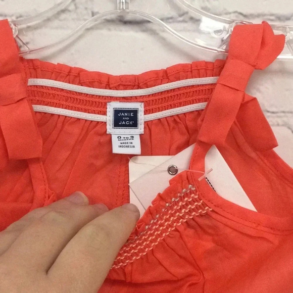NWT Janie & Jack Shoulder Tie Romper 0-3M - Picture 4 of 6